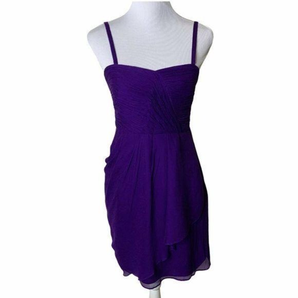 J. CREW Purple Silk Draped Sweetheart Neck Dress - Picture 11 of 11
